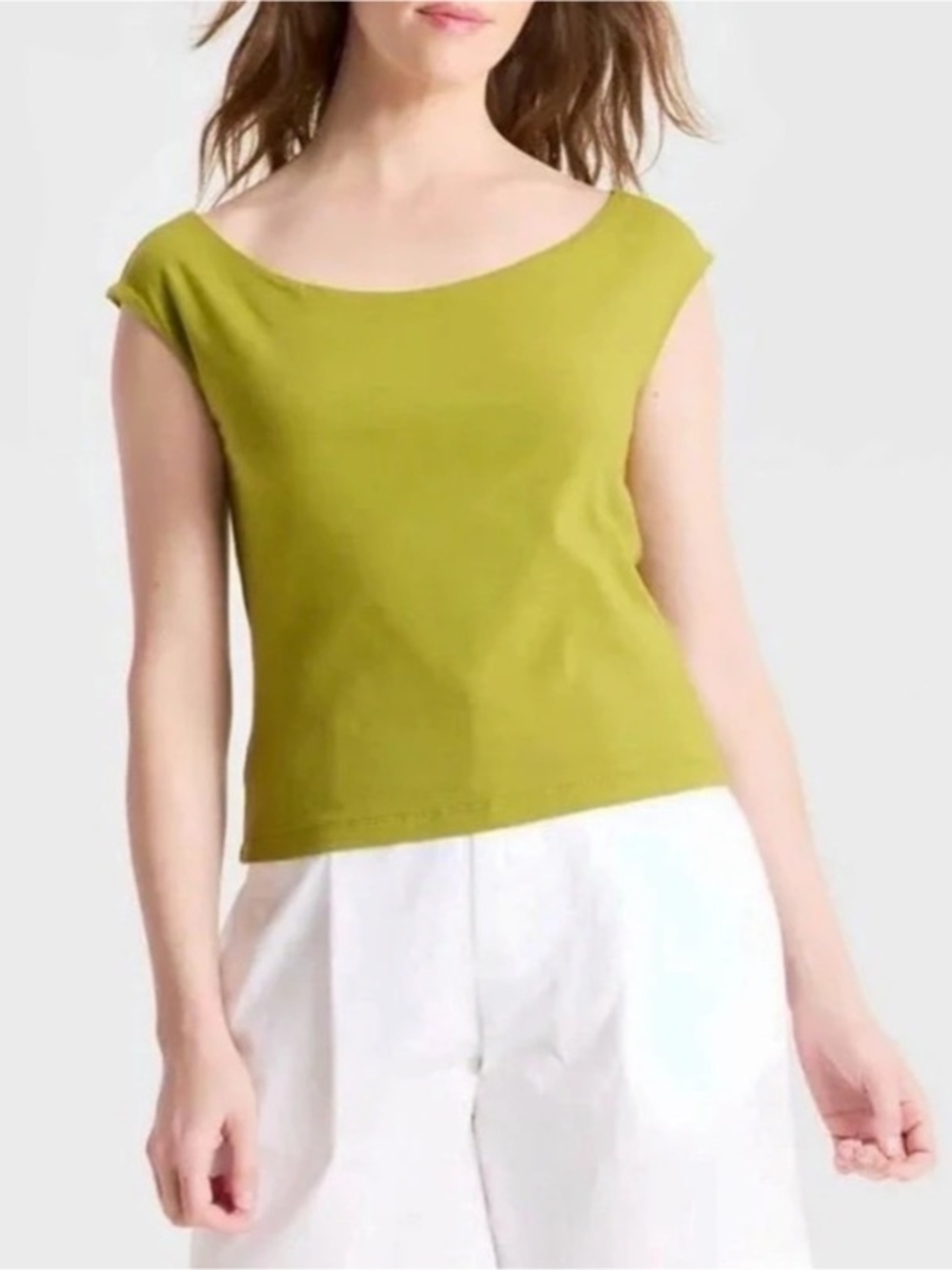 A New Day Boat Neck Cap Sleeve T-Shirt Green Size Large